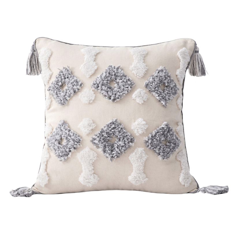 GENERICO - Funda Cojín Boho Chic 100% Algodón 45x45cm White