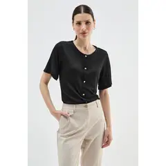 MA GRIFFE - Polera Manga Corta Negro Mujer Magriffe