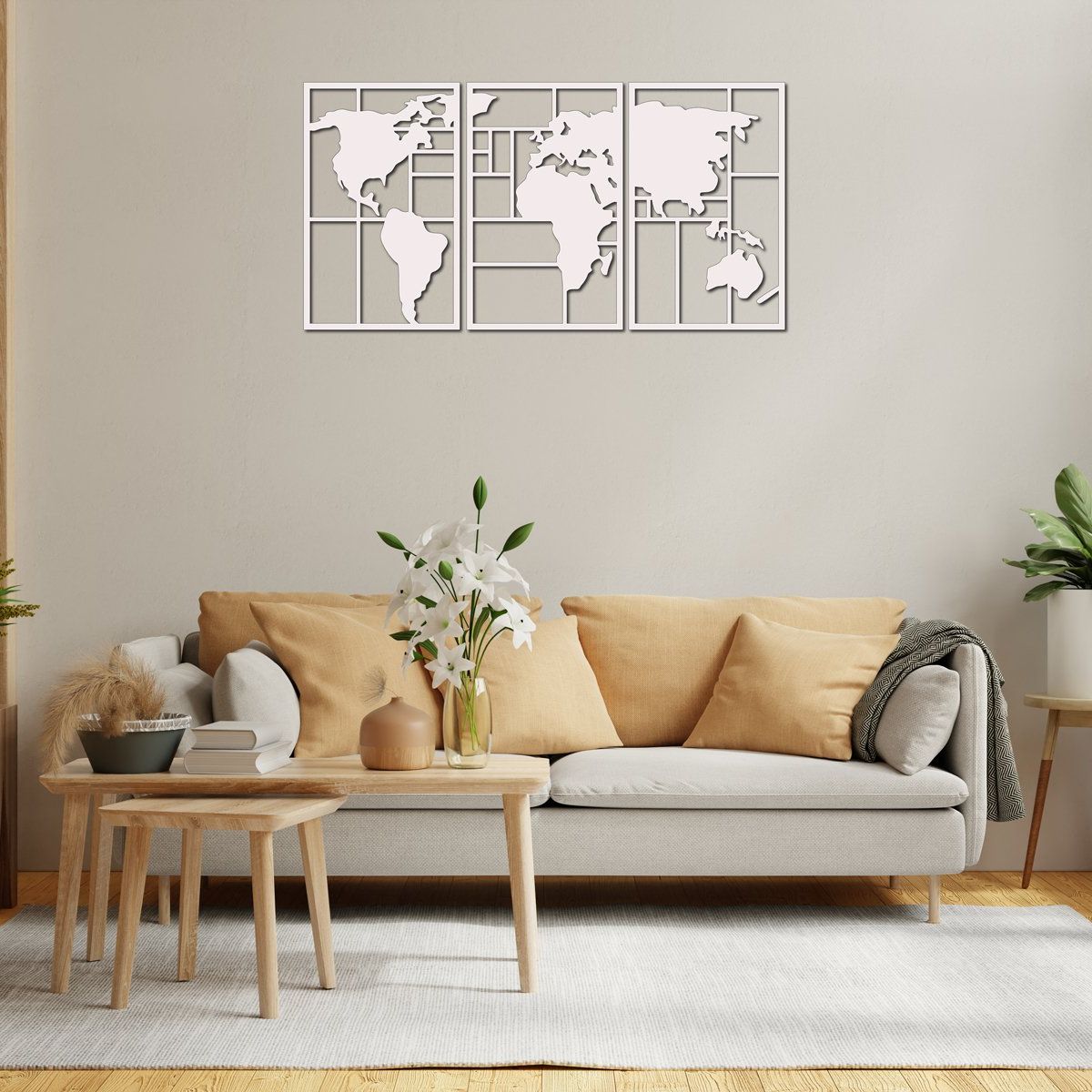 ELAB PROPIA - Set 3 Cuadros Decorativos Mapamundi 60 cm x 38 cm c.u. - Fun Republic