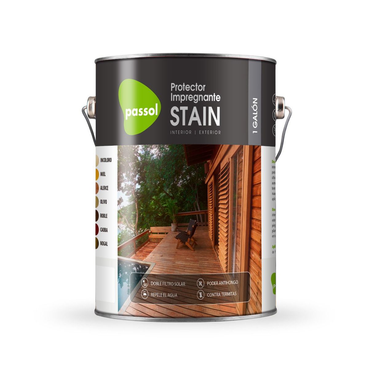 PASSOL - Impregnante Stain Negro Passol 1 gl