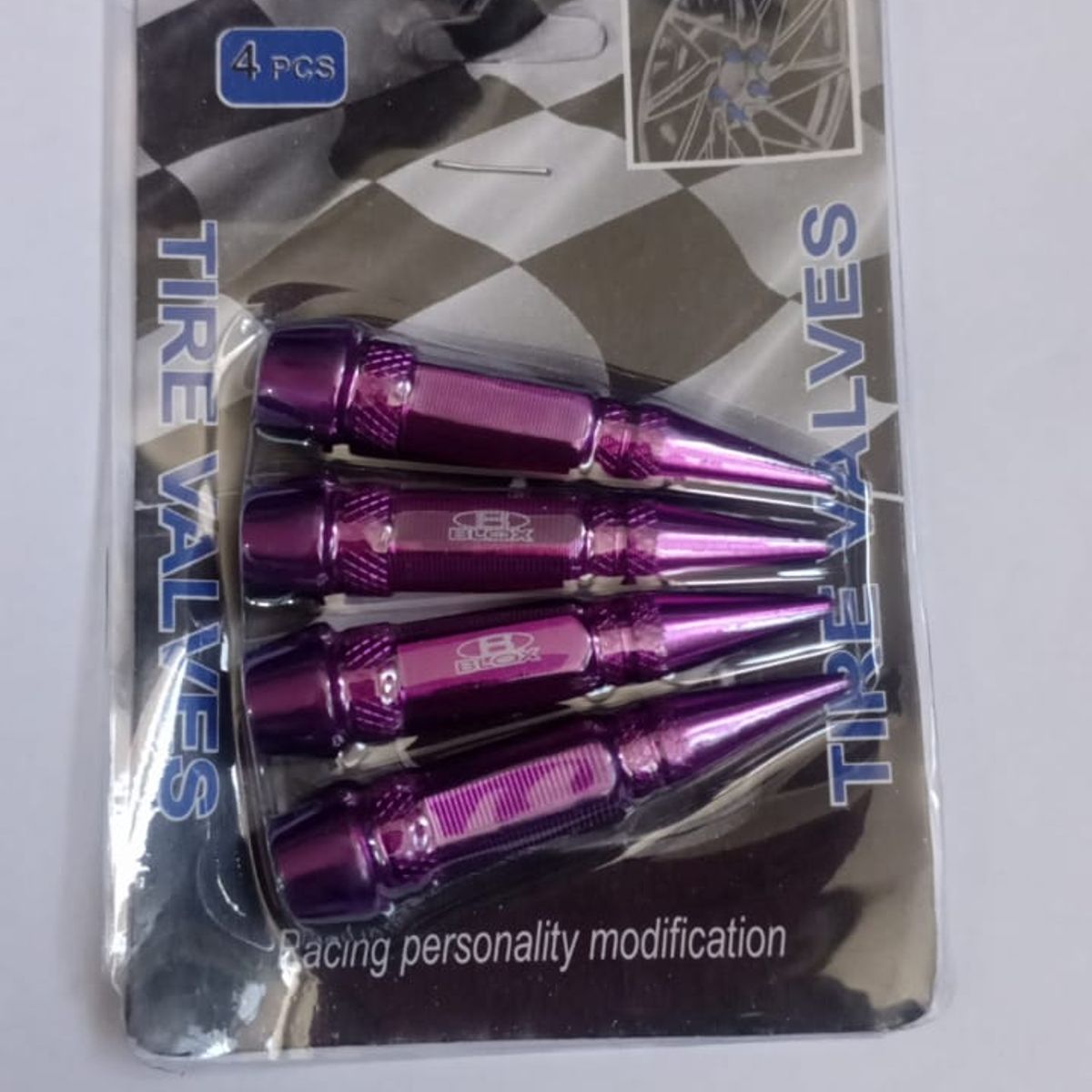 GENERICO - Set 4 Tapas de válvulas autos motos y bicicletas 60mm morado