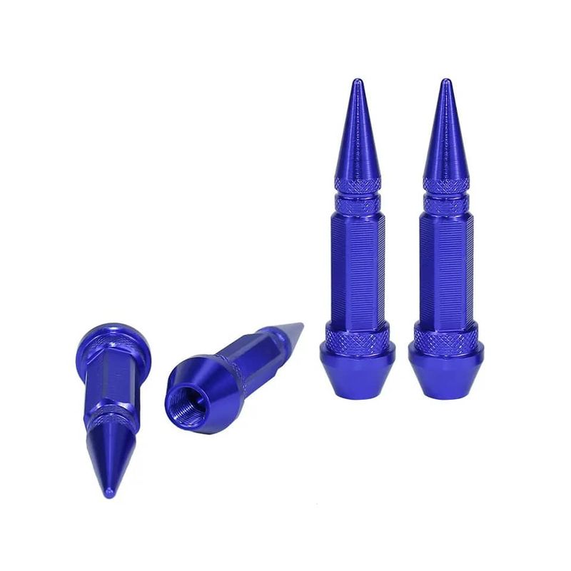 GENERICO - Set 4 Tapas de válvulas autos motos y bicicletas 60mm AZUL
