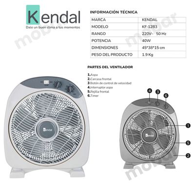 Imagen 2 del producto Ventilador de Mesa / Piso Silencioso Box Kf-12b3 Timer 120 Min