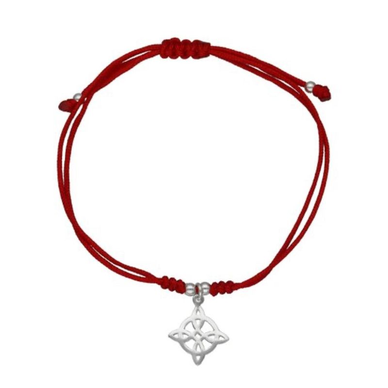 GENERICO - Pulsera Hilo Rojo Nudo De Brujas Protección Plata Fina
