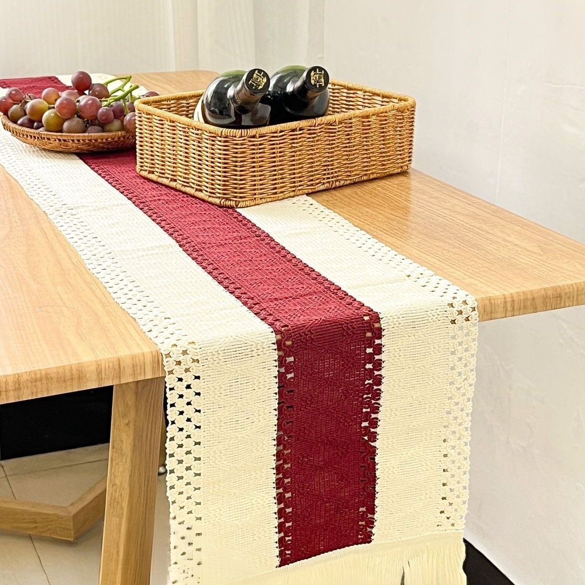 GENERICO - Camino De Mesa Tejido De Algodón Y Lino 35 x 210 cm estilo nordico