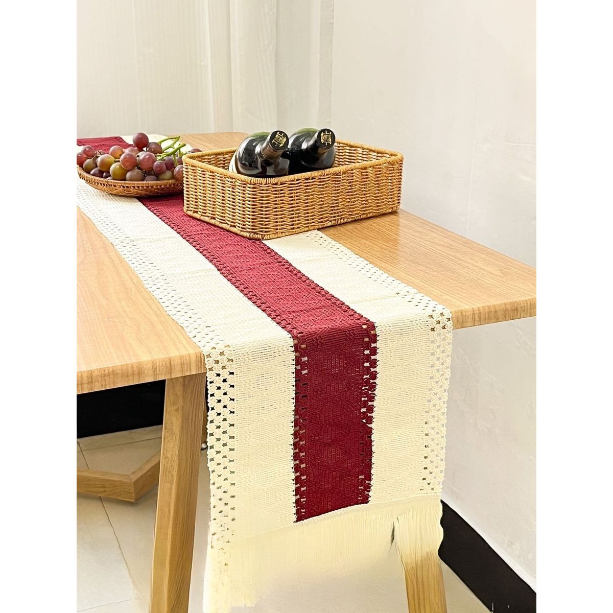 GENERICO - Camino De Mesa Tejido De Algodón Y Lino 35 x 210 cm estilo nordico