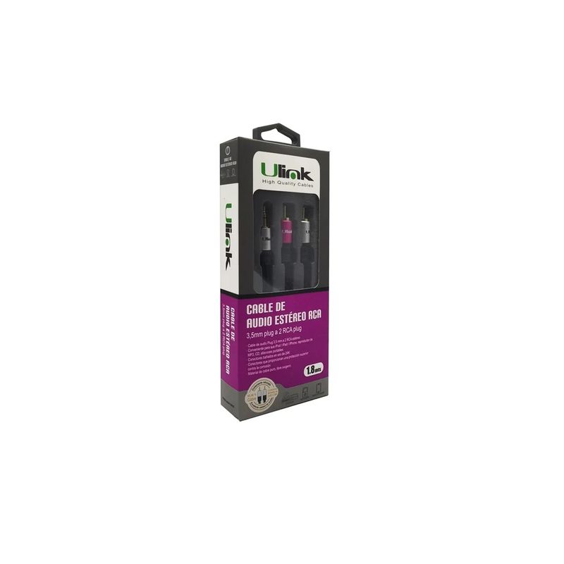 ULINK - Cable De Audio Conector 3,5 mm A 2 Rca 1,8 m Ulink - Negro