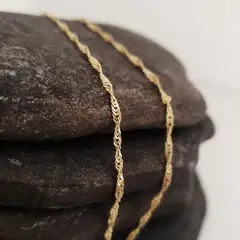 GENERICO - Cadena Tejido Singapur Alargada oro laminado 18k