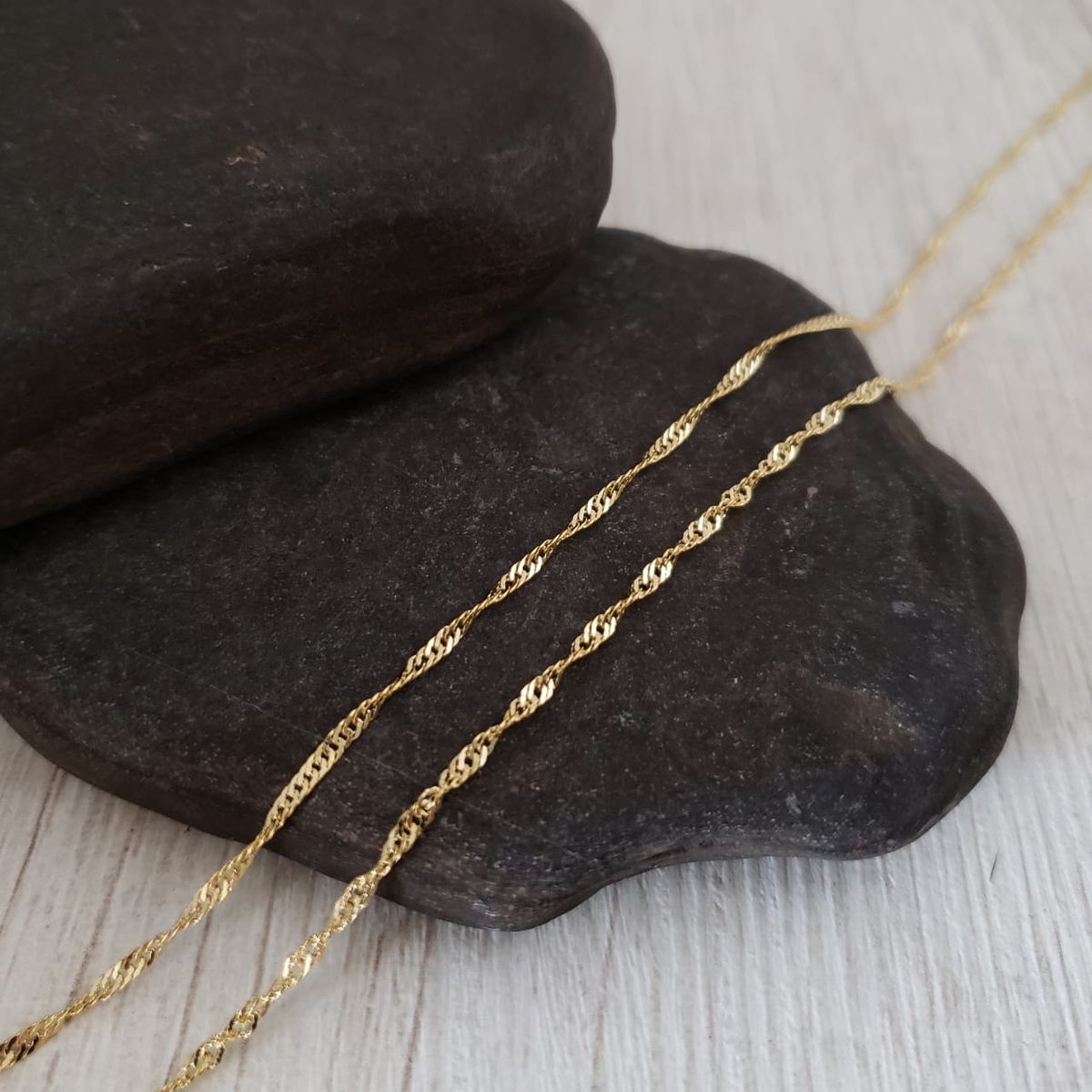 GENERICO - Cadena Tejido Singapur Delgada Oro Laminado 18k