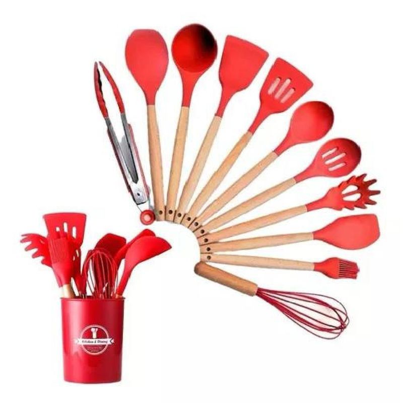 GENERICO - Set X12 Utensillos De Cocina Antiadherentes De Silicona
