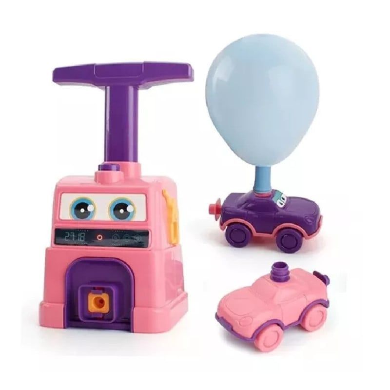 ANGELES DEL HOGAR - Juguete Bombín Inflador Globos Lanzador Auto Rosa