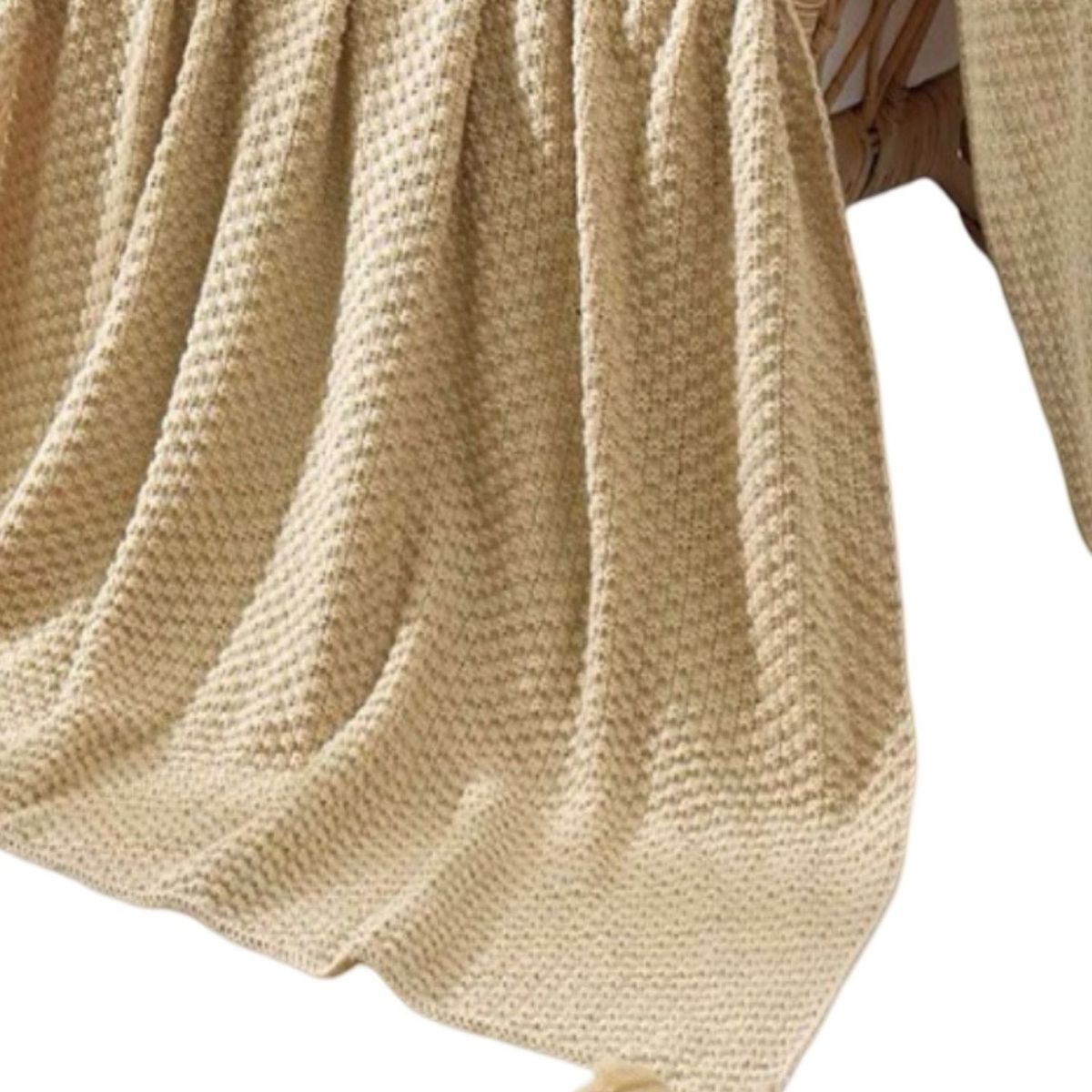 GENERICO - Manta de Lujo con Pompones Ideal para Sofá o Cama D5