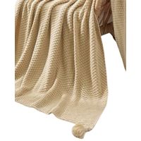 Manta de Lujo con Pompones Ideal para Sofá o Cama D5