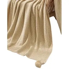 GENERICO - Manta de Lujo con Pompones Ideal para Sofá o Cama D5