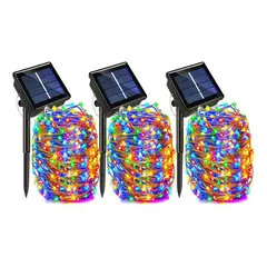 GENERICO - X3 Pack Luces Hadas Multicolor 100 Led 10 Metros Guirnalda Solar