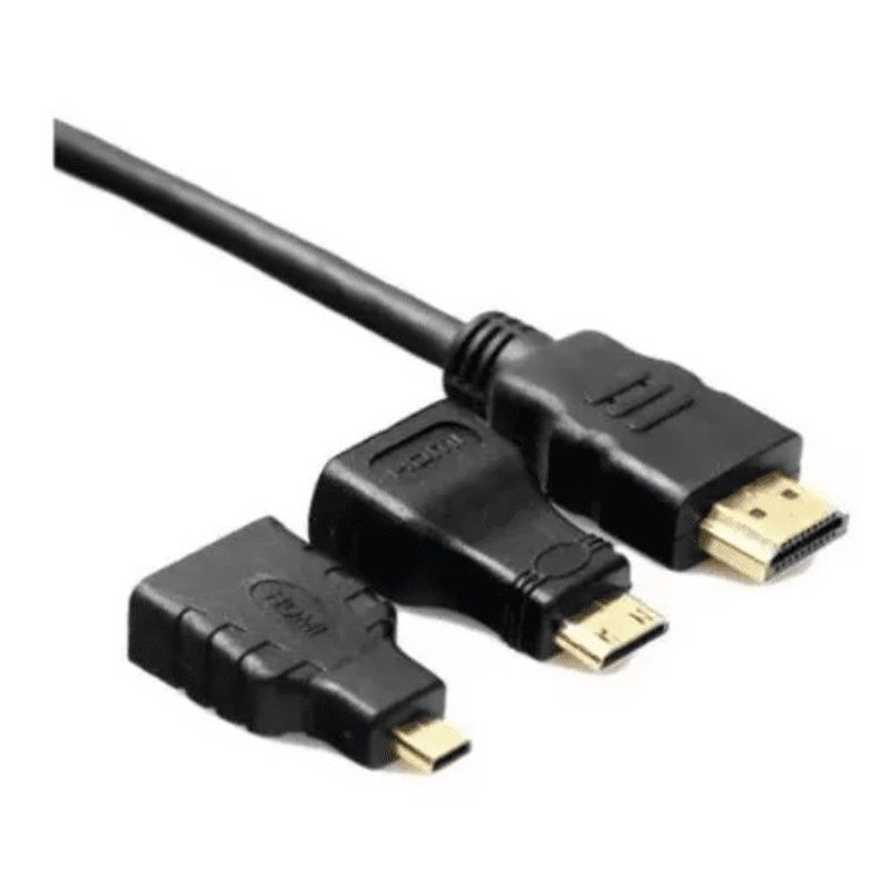 GENERICO - Cable Hdmi 3 En 1, Con Adaptadores Mini Hdmi Y Micro Hdmi