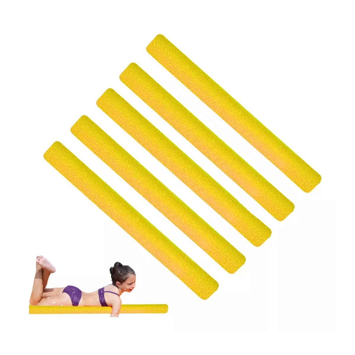 GENERICO - Fideos Flotadores De Espuma Para Piscina Pack X 5 Amarillos