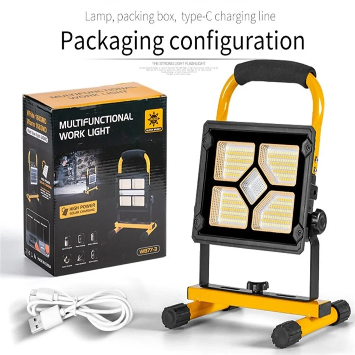 NOVYSTOR - Foco Proyector Led Recargable Portátil Trabajo Solar