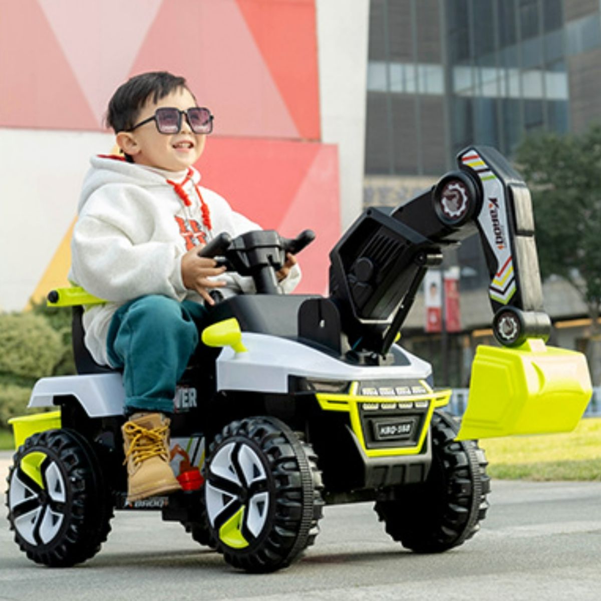 U BUY - Coche Juguete Eléctrico Niños Excavadora Música Bluetooth