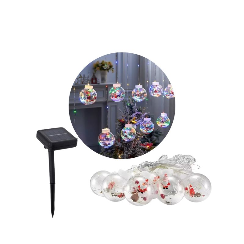 GENERICO - Luces Led Solar Navidad Esferas Cortina Cascada 3m Multicolor