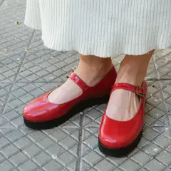 VANESSA GIL - ZAPATO DE CUERO BALLERINA ROJA