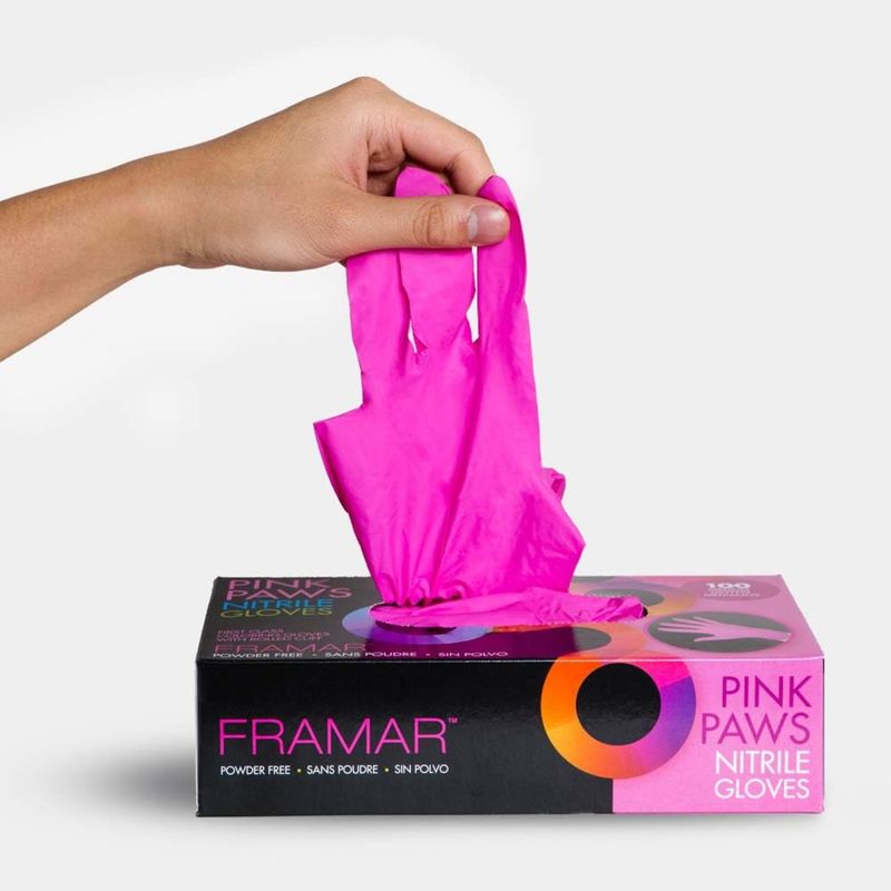 GENERICO - Caja de Guantes Framar Color Rosa Nitrilo 100 u Small