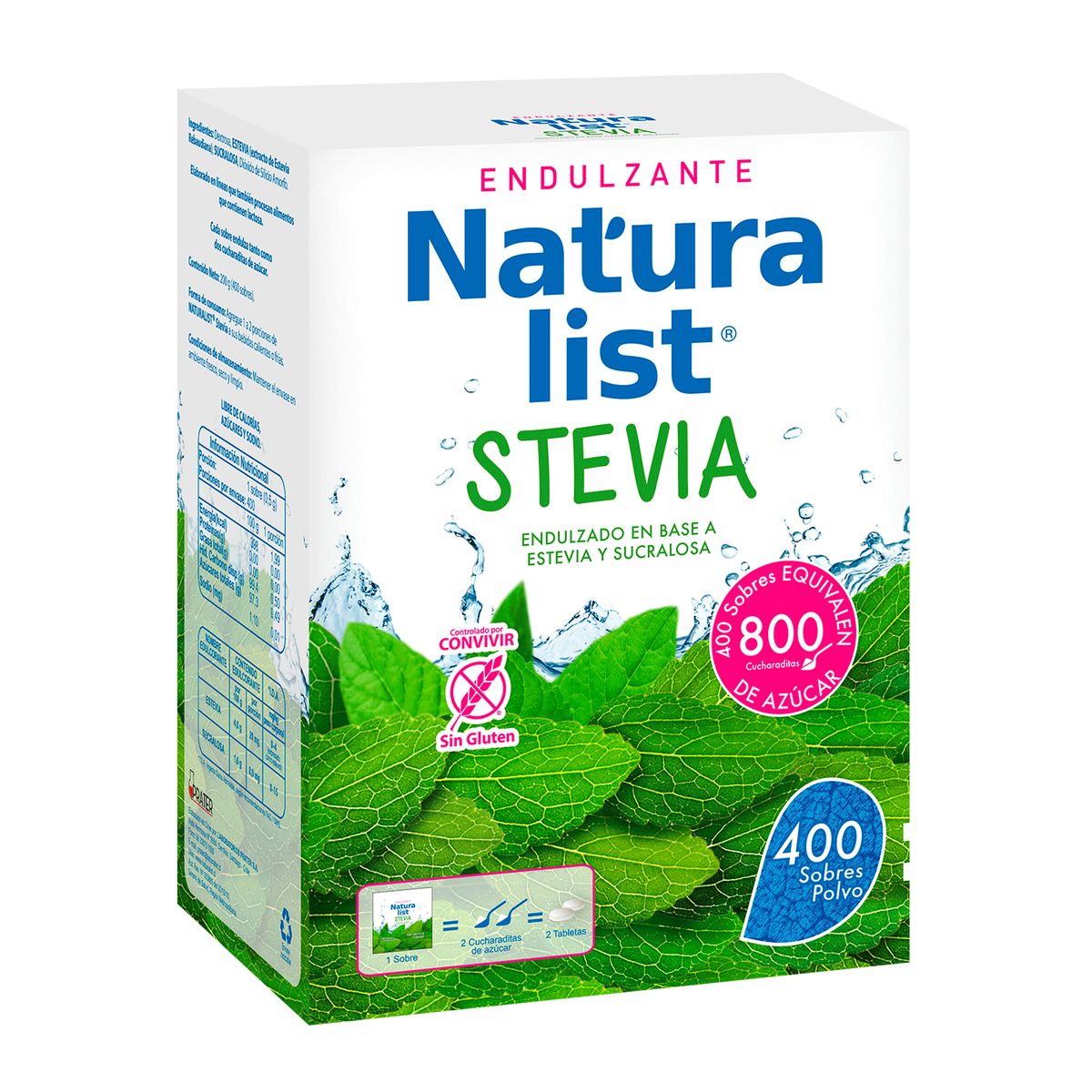 NATURALIST - Endulzante Naturalist Stevia Estevia Sucralosa 400 Sobres.