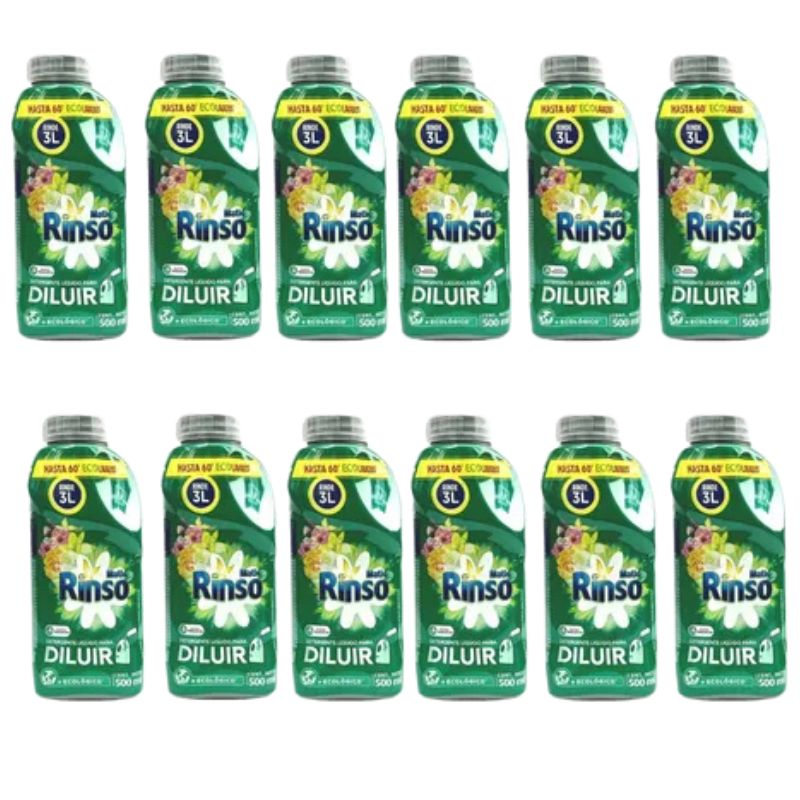 GENERICO - Rinso Detergente Liquido Para Diluir 500 Ml Pack 12 Unidades