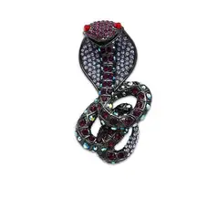 VANE COLLECTION - Prendedor mujer cobra en cristales morado y baño de rodio negro