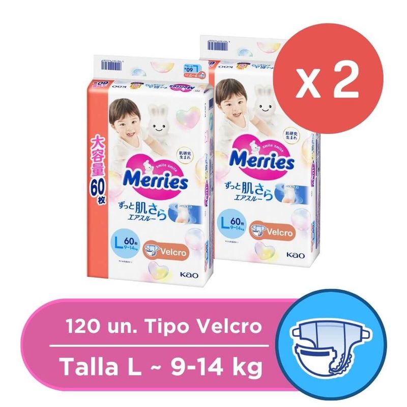 MERRIES - Merries Velcro Ultra Jumbo L 60x2 Pcs