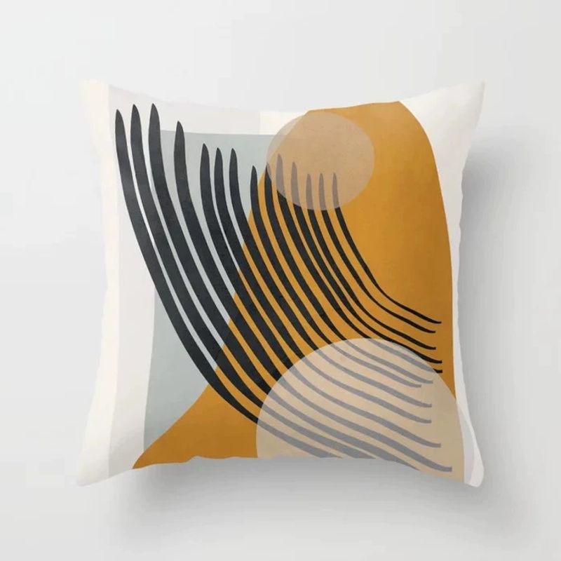 GENERICO - Funda Cojin Moderno Abstracto Poliéster 45x45cm Lineas Oro