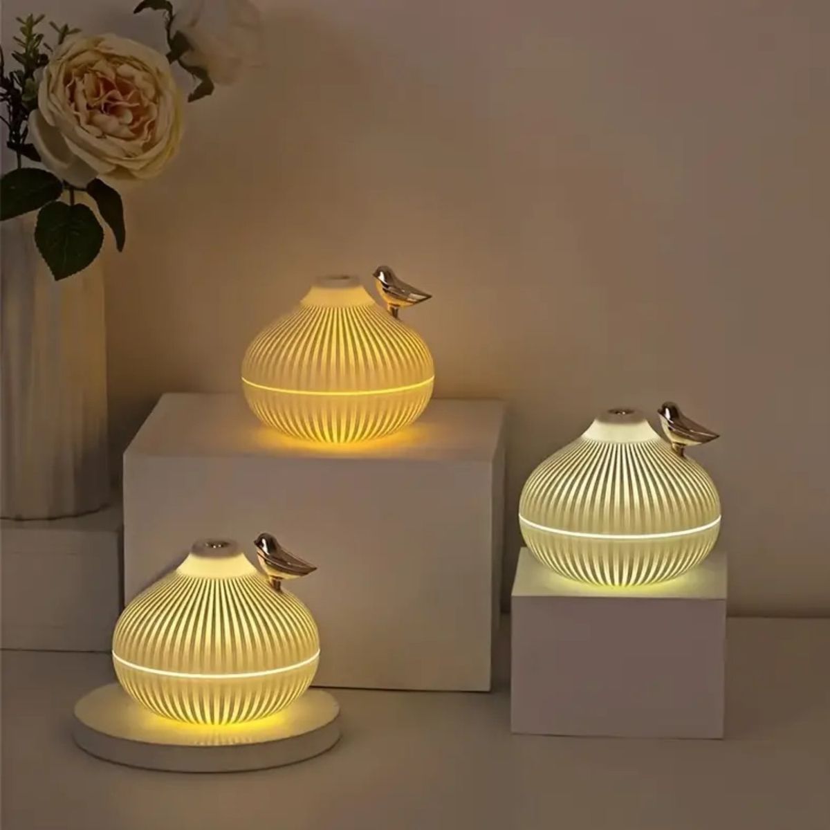 IMPORTCLICK - Difusor Humidificador Aromas Luz LED Diseño Alondra USB 300 ML - Café