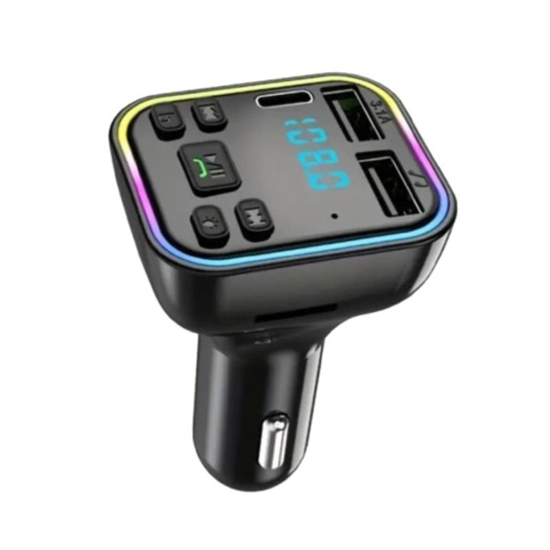 GENERICO - Transmisor Bluetooth a FM G38 con 2 USB y 1 Tipo C con LED RGB