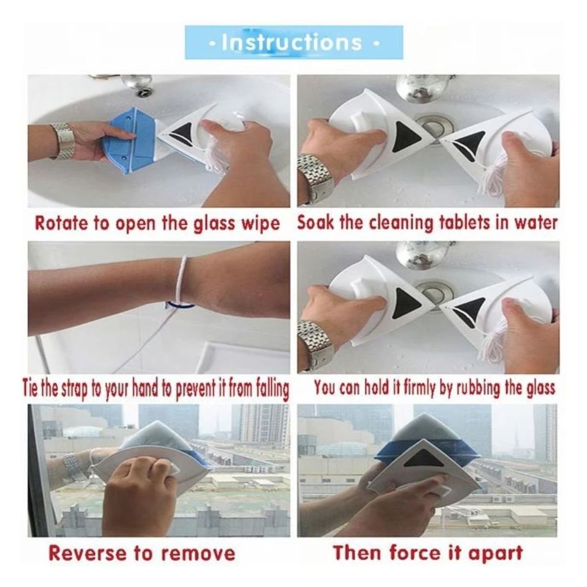 GENERICO - Limpiavidrios Limpiacristales Doble Cara Ajustable Magnético