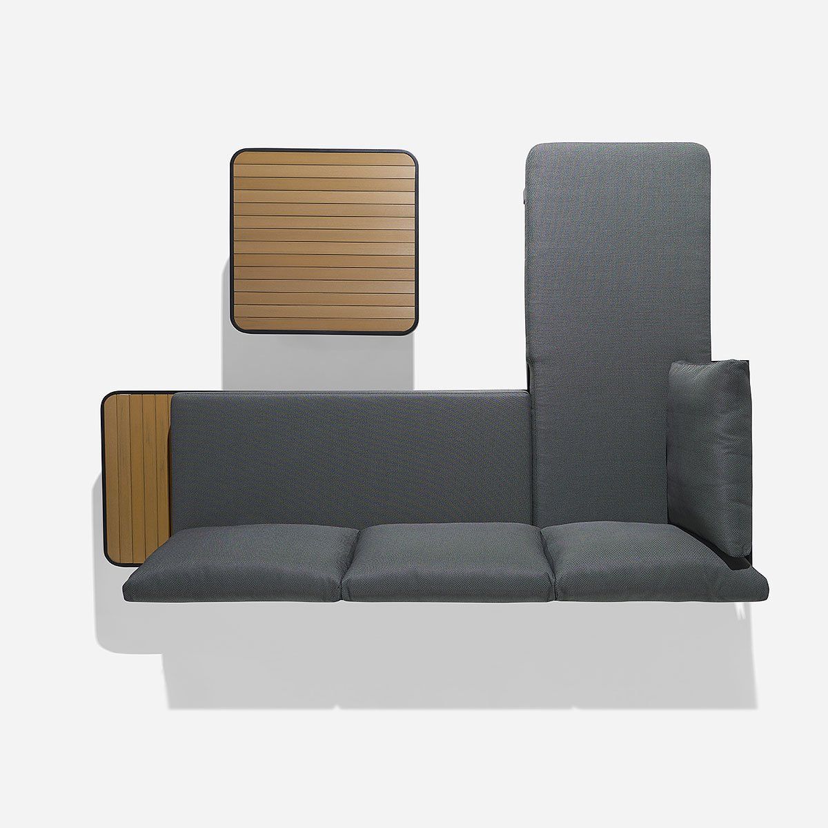 ROSEN - Set Seccional de Terraza Parnu 3 Piezas Izquierdo Grafito