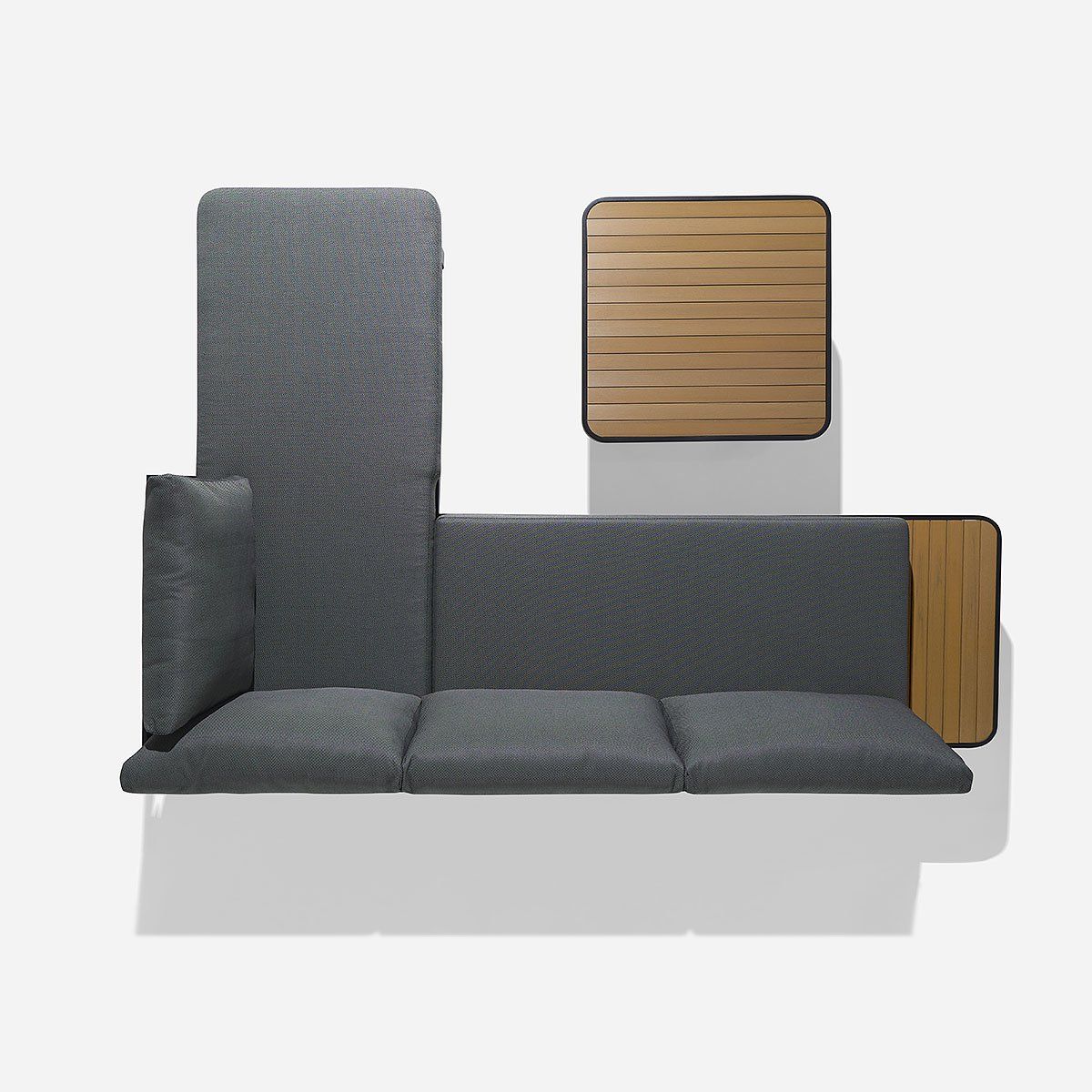 ROSEN - Set Seccional de Terraza Parnu 3 Piezas Derecho Grafito