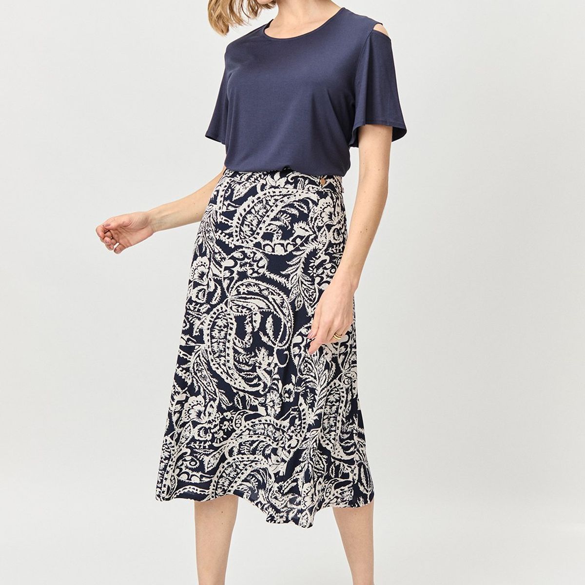MA GRIFFE - Falda Larga Azul Marino Mujer Magriffe