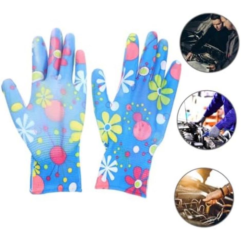 METALFER - Guantes Impresos Guantes Jardineria De Protección Respirable Azul