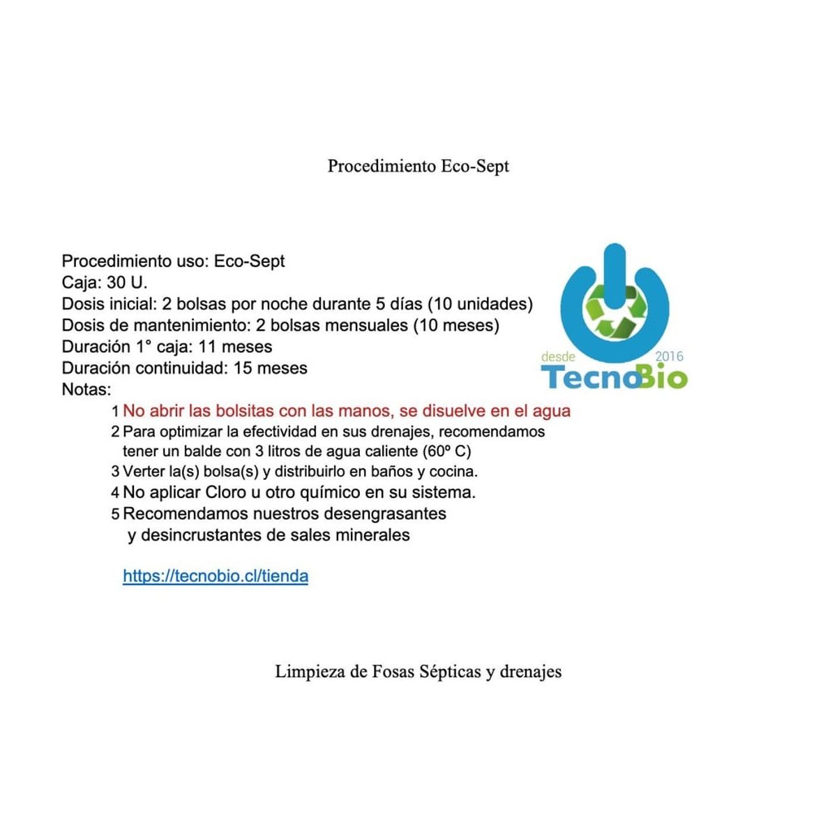 GENERICO - Limpia fosas sépticas y drenajes 15 bolsitas