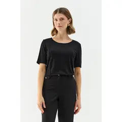 MA GRIFFE - Polera Manga Corta Negro Mujer Magriffe
