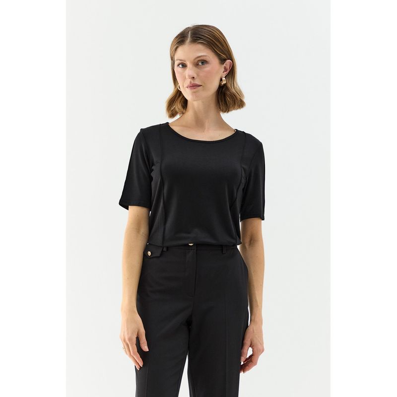 MA GRIFFE - Polera Manga Corta Negro Mujer Magriffe