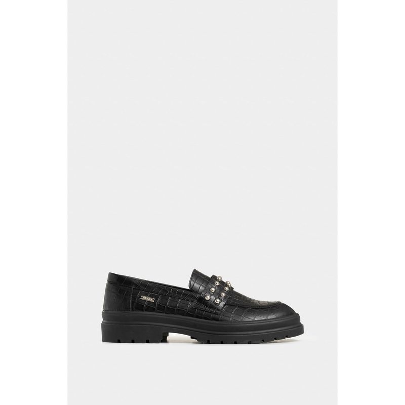 VELEZ - Vélez Mocasines Cuero Folia Para Mujer Detalle Taches Negro