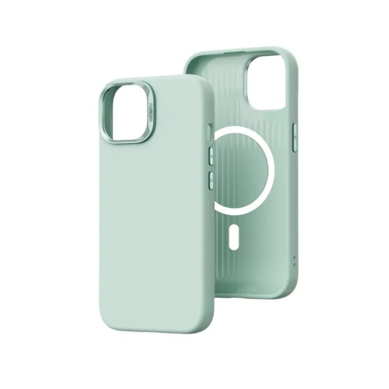 WIWU - Funda Vegan Leather con Magsafe verde agua para iPhone 15 Pro Max WIWU