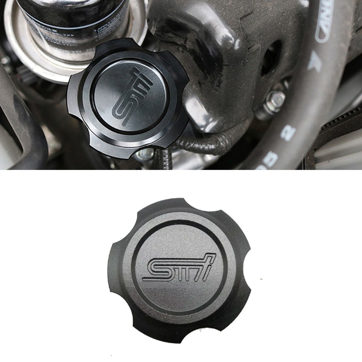 GENERICO - Tapa Aceite Motor SUBARU WRX STI NEGRO Tuning Auto Karvas