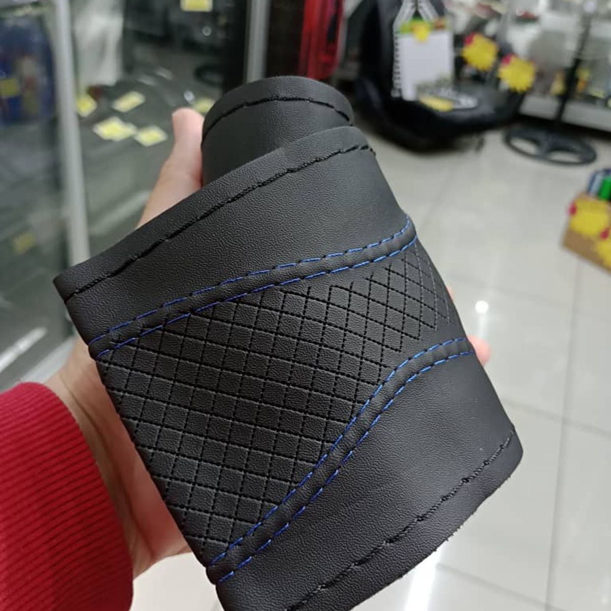 GENERICO - Funda forro Protector volante auto 38CM DISEÑO hilo AZUL