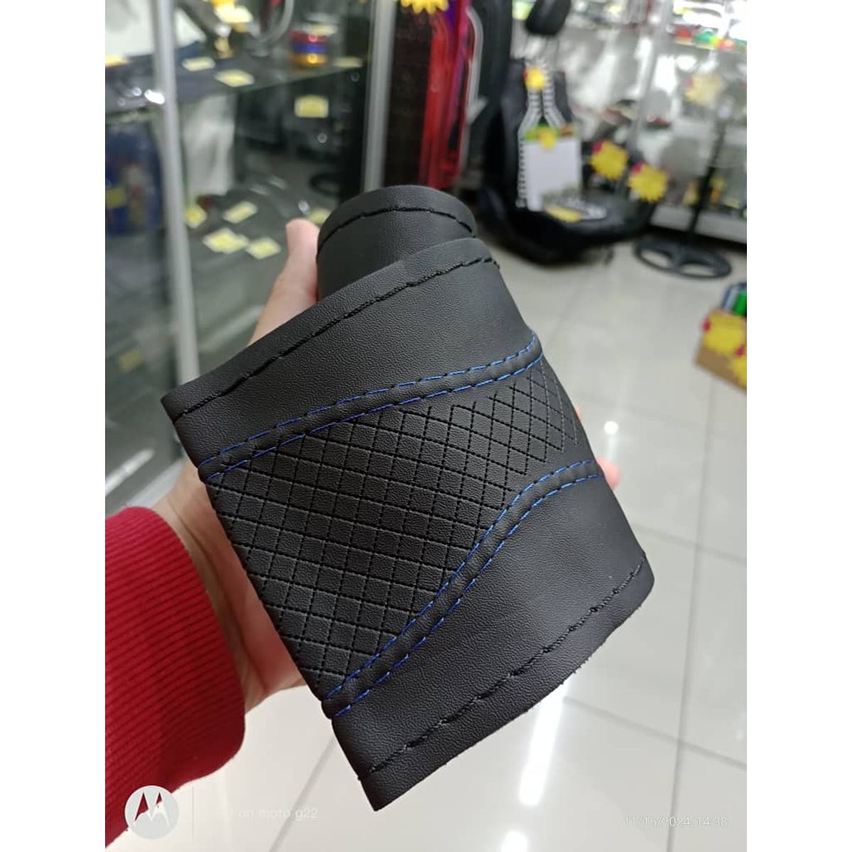 GENERICO - Funda forro Protector volante auto 38CM DISEÑO hilo AZUL