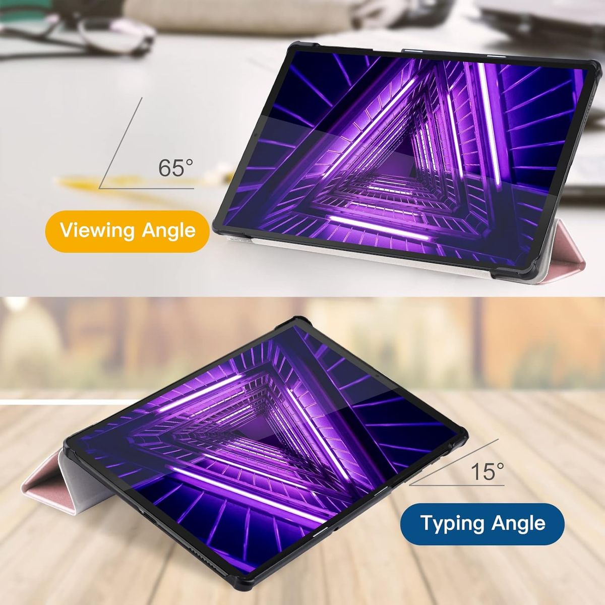 GENERICO - Funda Inteligente compatible con Lenovo Tab M10 Plus 2da Gen Rosa Gold