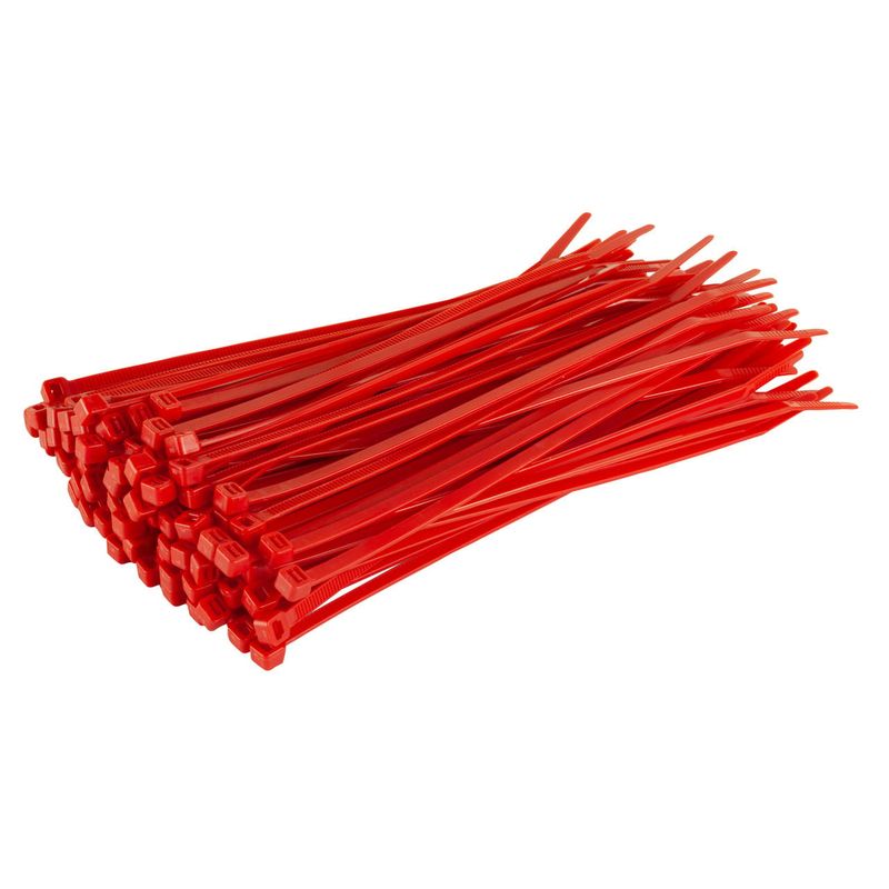 GENERICO - Amarra Cable 150 x 3.6 mm Rojo (Bolsa 100 Unidades)