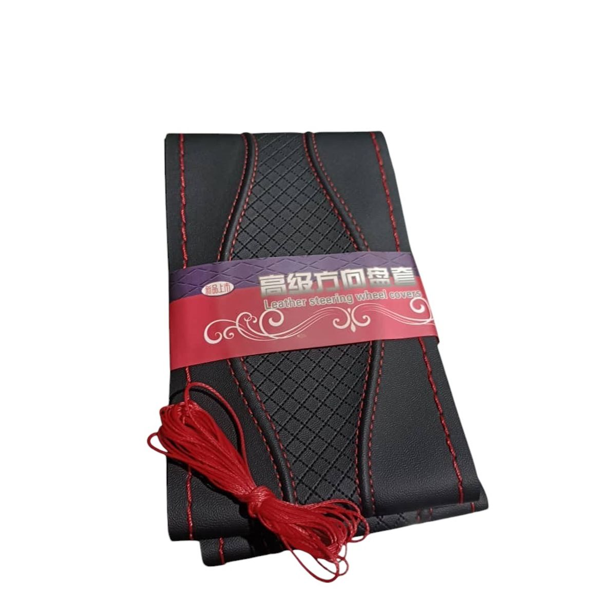 GENERICO - Funda forro Protector volante auto 38CM DISEÑO hilo ROJO