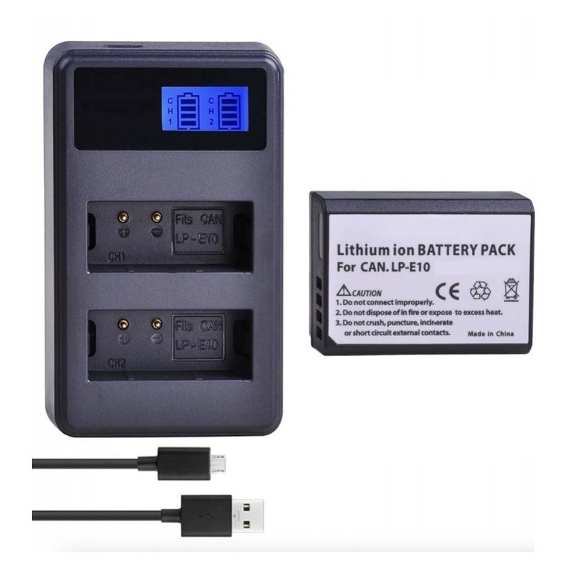 GENERICO - LP-E10 BATERÍA + CARGADOR DOBLE ALTERNATIVO CANON T3 T5 T6 T7 T100